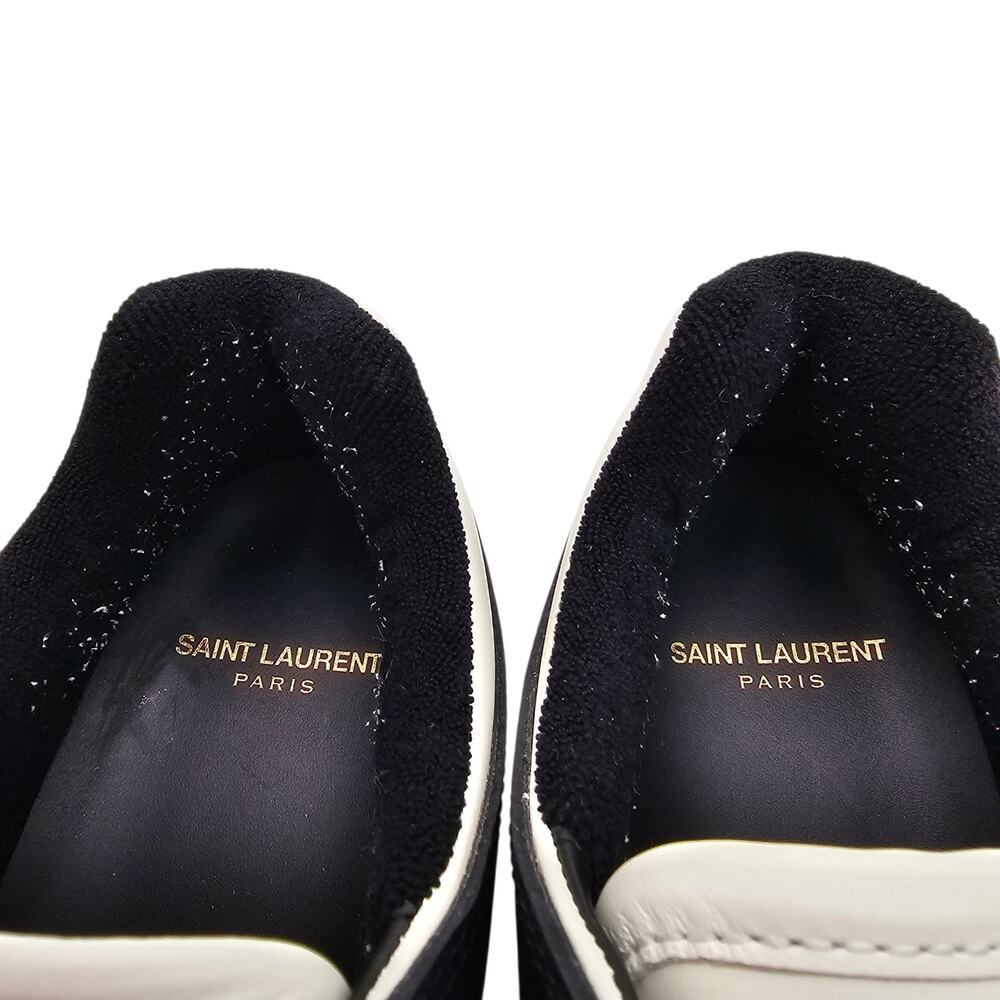 Saint Laurent SL61 Low Top Sneaker Black White Leather Size 39.5 US 9.5 - Picture 12 of 13